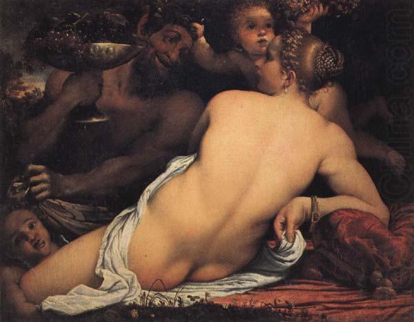 Annibale Carracci Bacchante with a Satyr and Two Cupids china oil painting image